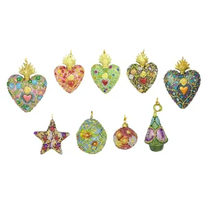 2"-3.5" New Ornaments Collection-Flaming Heart,Classic Star,Egg,Ball,Cone Tree Card Holder