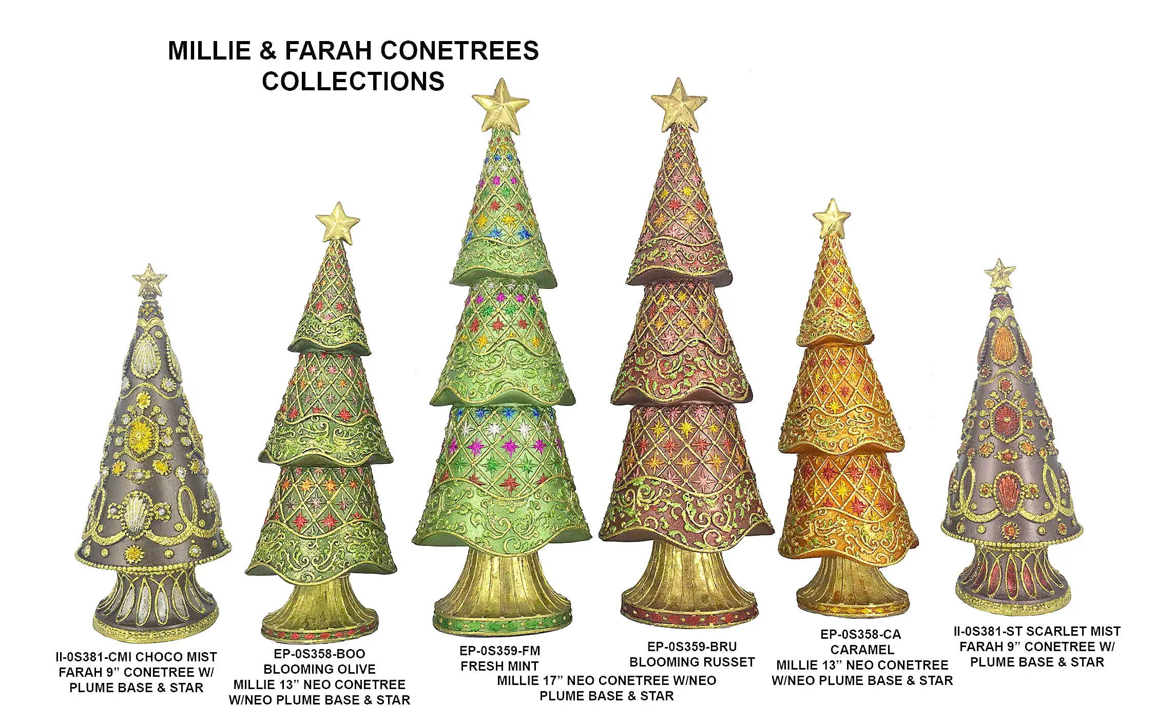 9"-17" Millie & Farah Cone Trees 2025 Collections