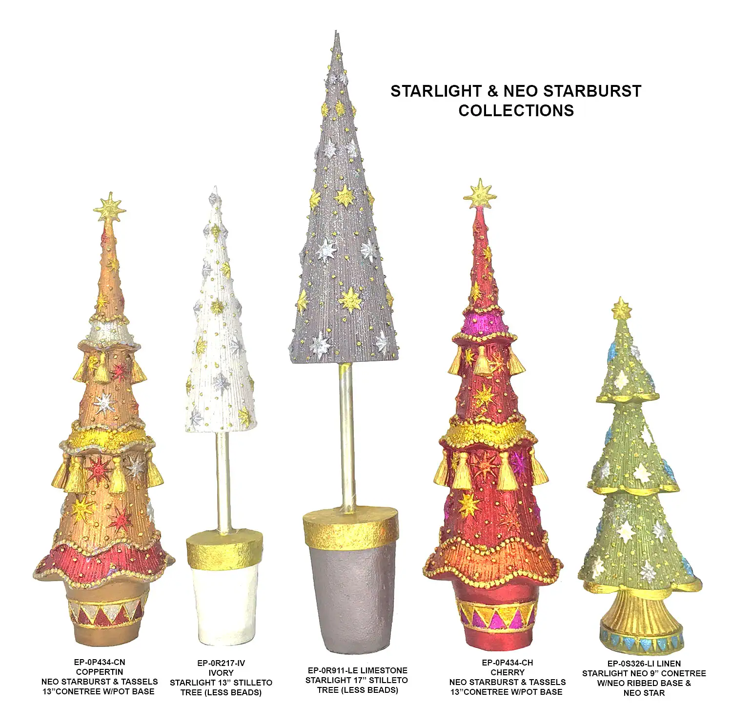 13"- 17" Starlight & Neo Starburst Cone Trees 2025 Collection