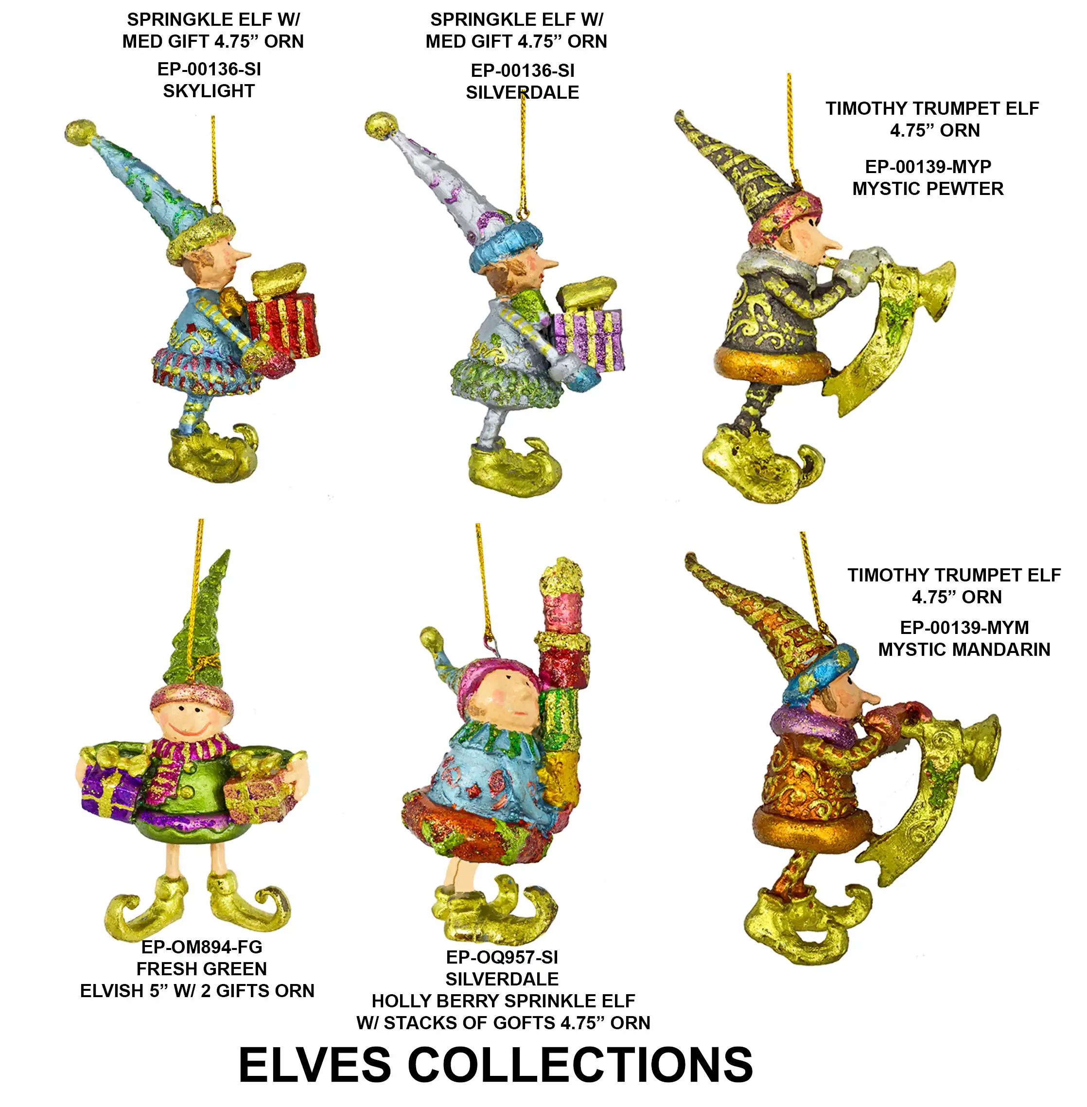 4.75"-5" Elves Ornaments 2025 Collection