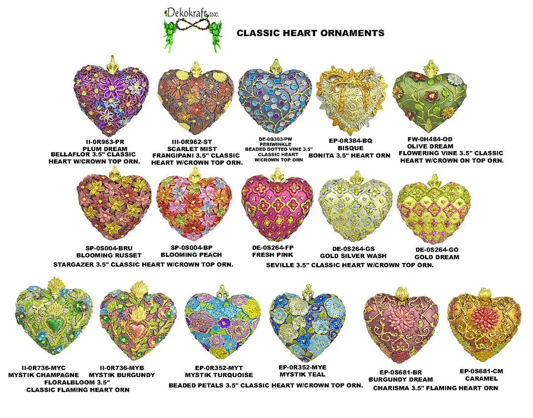 3.5" Classic Hearts Ornaments 2026 Collection 3.5" Classic Hearts Ornaments 2026 Collection