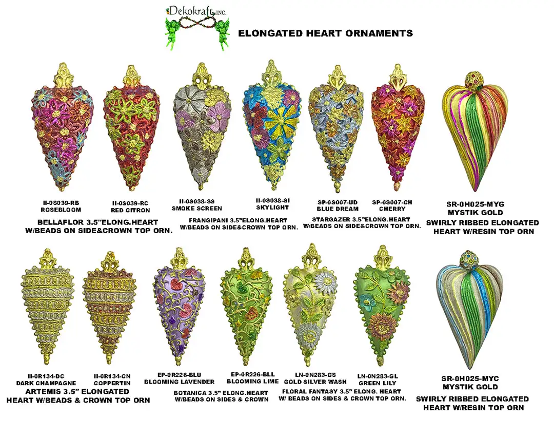 3.5" Elongated Heart Ornaments 2026 Collection