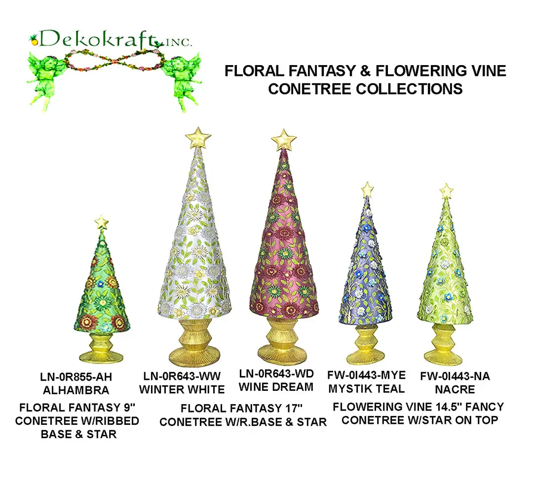 9"-17" Floral Fantasy & Flowering Vine Conetree 2026 Collection 9"-17" Floral Fantasy & Flowering Vine Conetree 2026 Collection