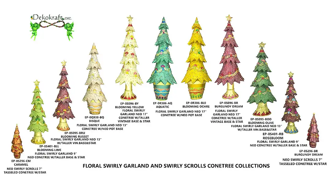 7"-17" Floral Swirly Garland & Swirly Scrolls  Conetree 2026 Collection