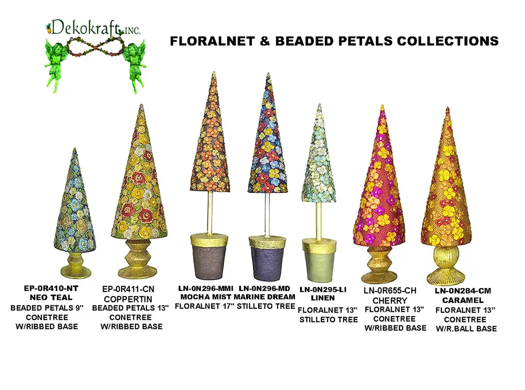 9"-17" Floralnet & Beaded Petals Stilleto Tree 2026 Collection