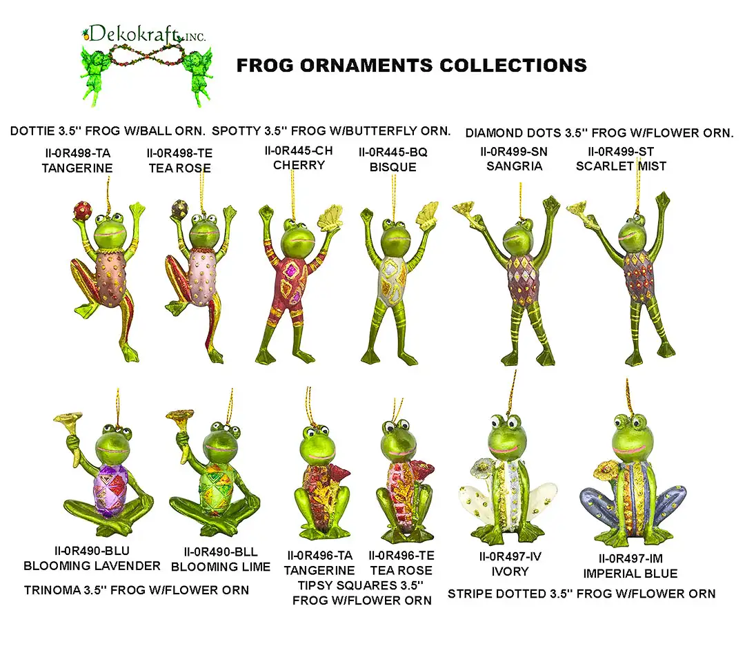 3.5" Frog Ornaments 2026 Collection 3.5" Frog Ornaments 2026 Collection