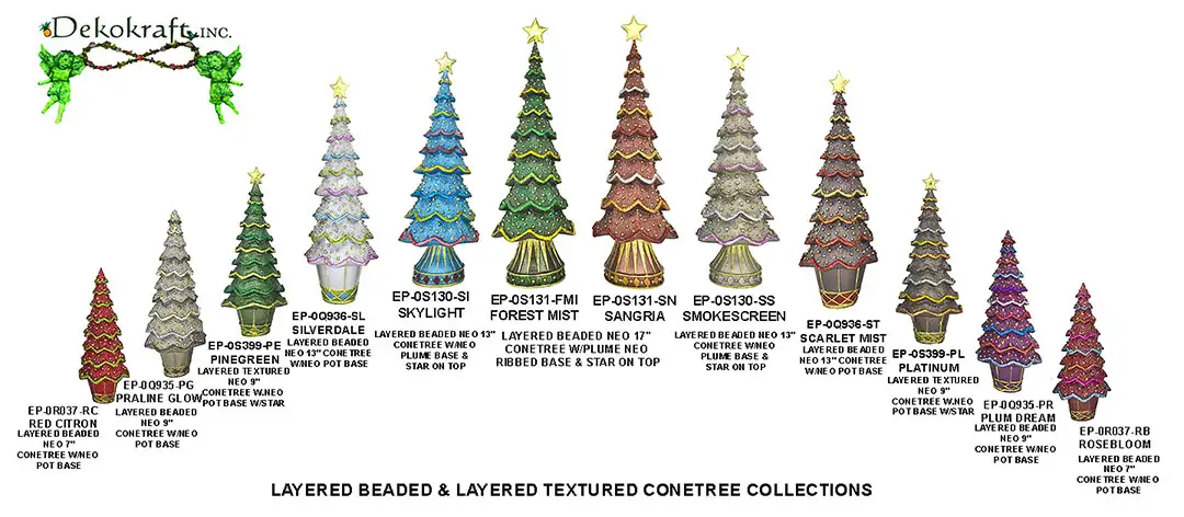 7"-17" Layered Beaded & Layered Textured Conetrees 2026 Collection