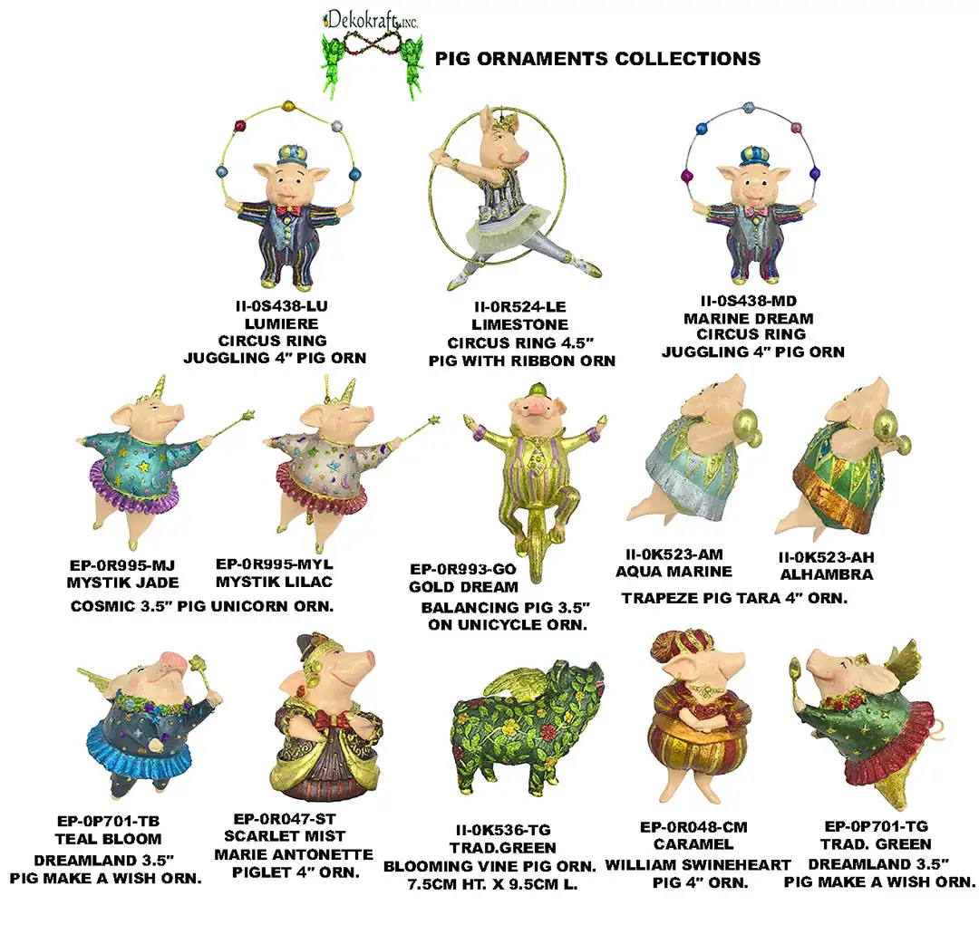 3.5"-4.5" Pig Ornaments 2026 Collection