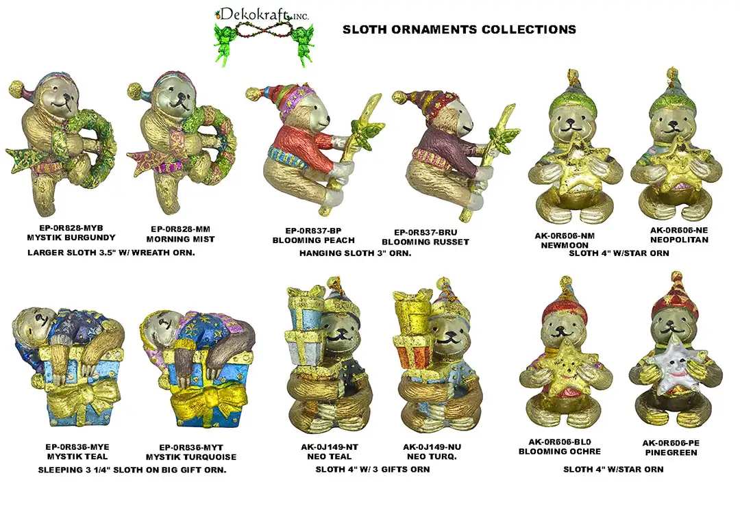 3"-4" Sloth Ornaments Ornaments 2026 Collection